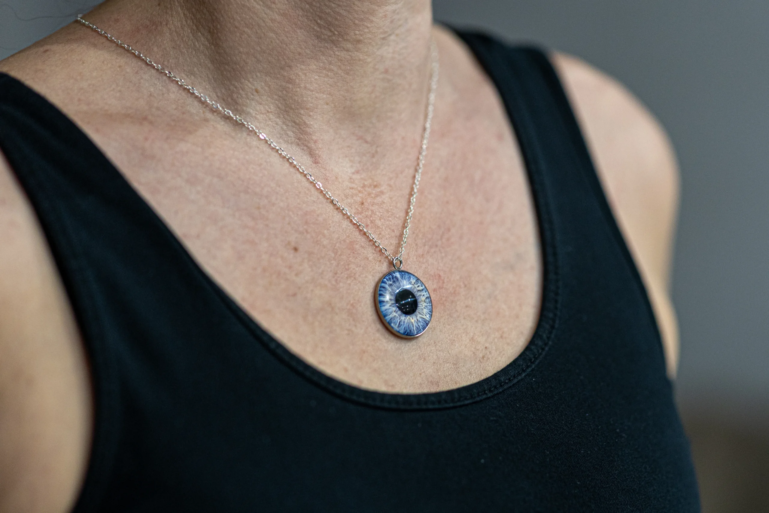 Pendentif personnalisé avec photo d'iris en acier inoxydable